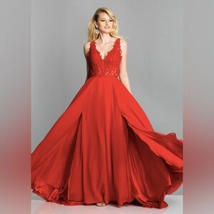Red lace gown